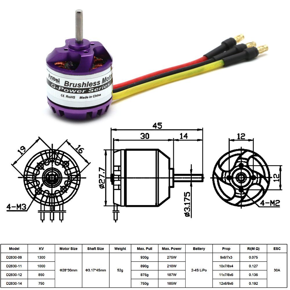 D2830 1300KV 1000KV 850KV  750 - Brushed Drone Motor 评论和价格