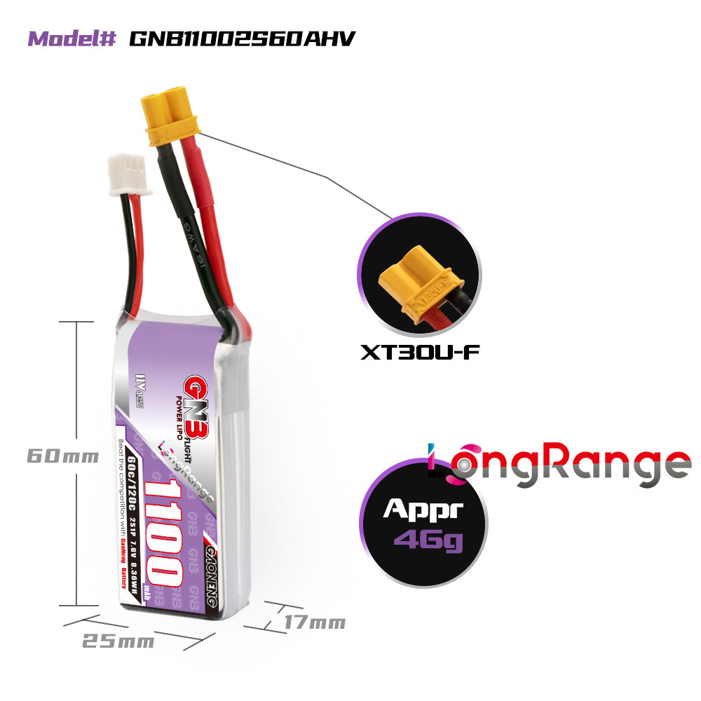 GNB 1100mAh 2S 3S 4S 6S 60C/12 - Lipo Battery 6S 评论和价格