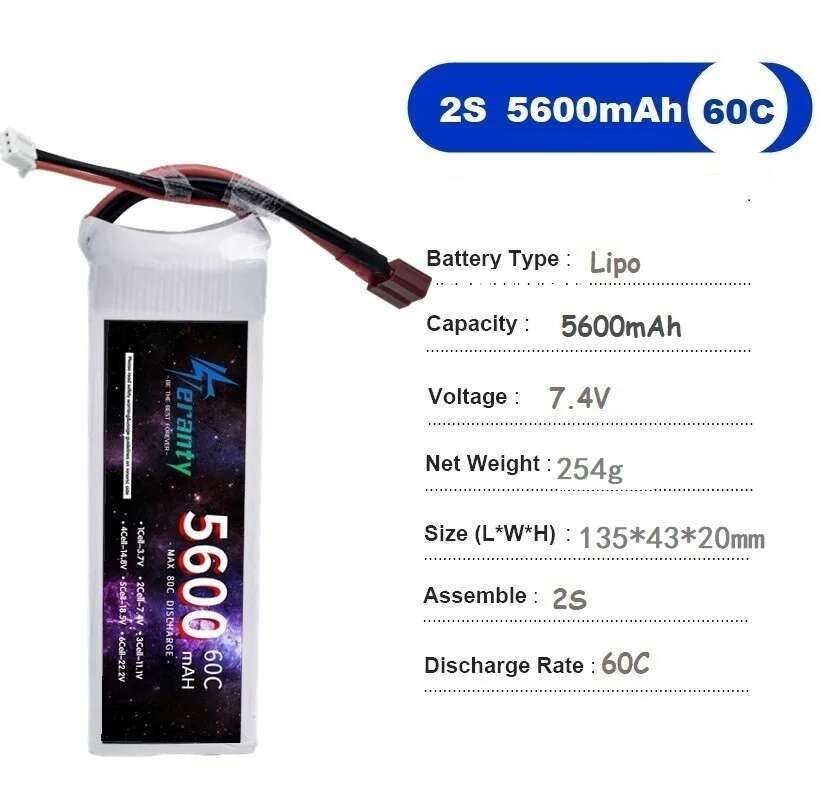 TERANTY 5600MAH 60C 2S 3S 4S 6 - Lipo Battery 6S 评论和价格
